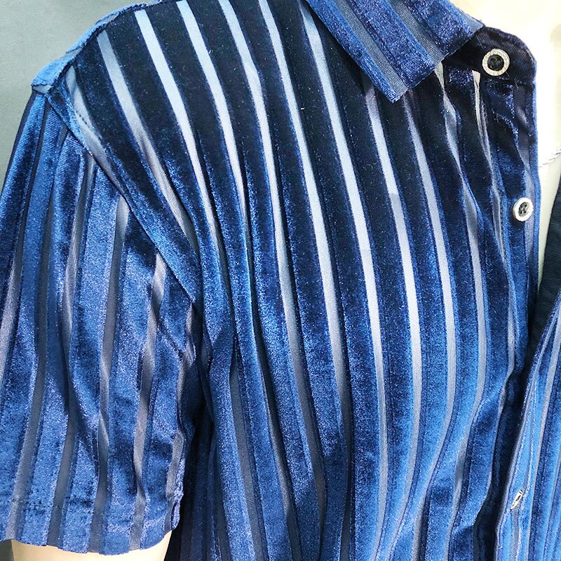 Velvet Stripe Single Breasted Shirt