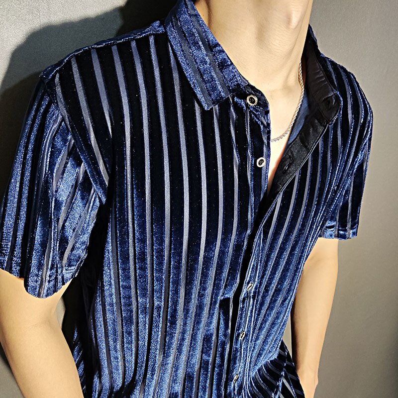 Velvet Stripe Single Breasted Shirt