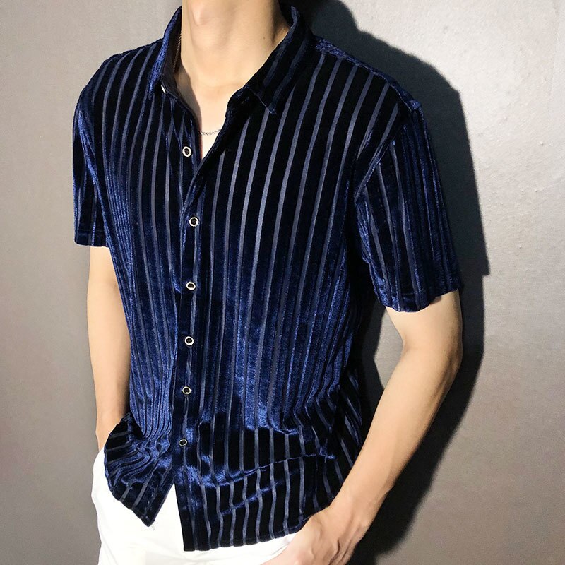 Velvet Stripe Single Breasted Shirt