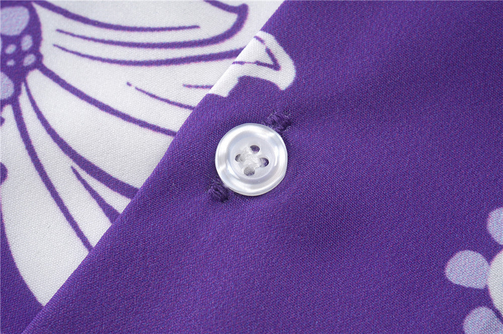 Camisa casual floral morada