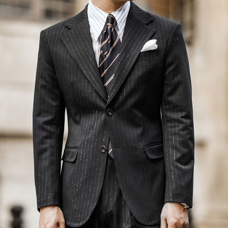 Stripes Single-Breasted Polyester Suit