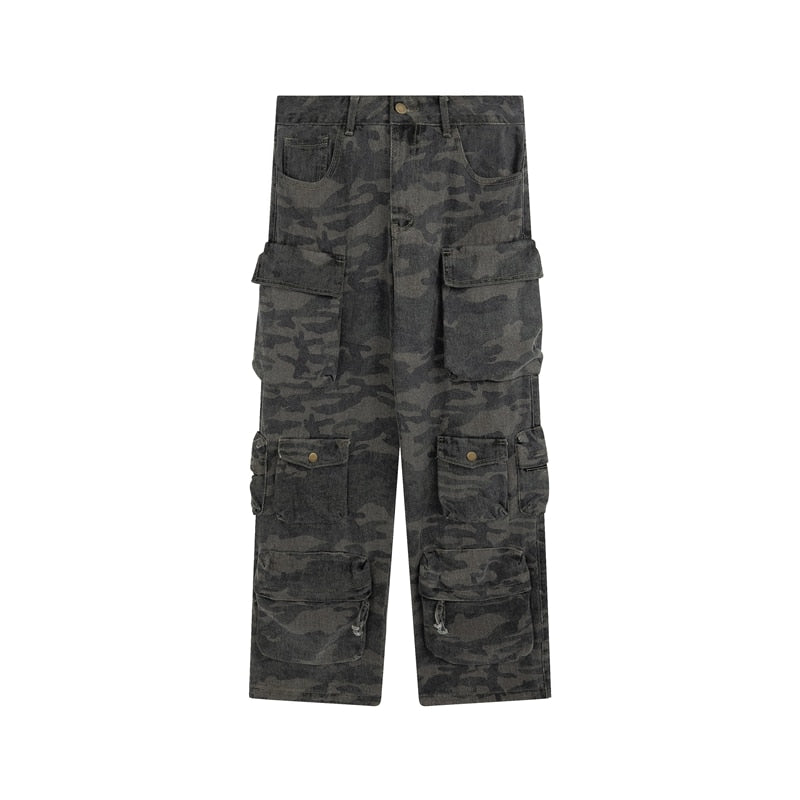 Full Pocket Camouflage Baggy Jeans