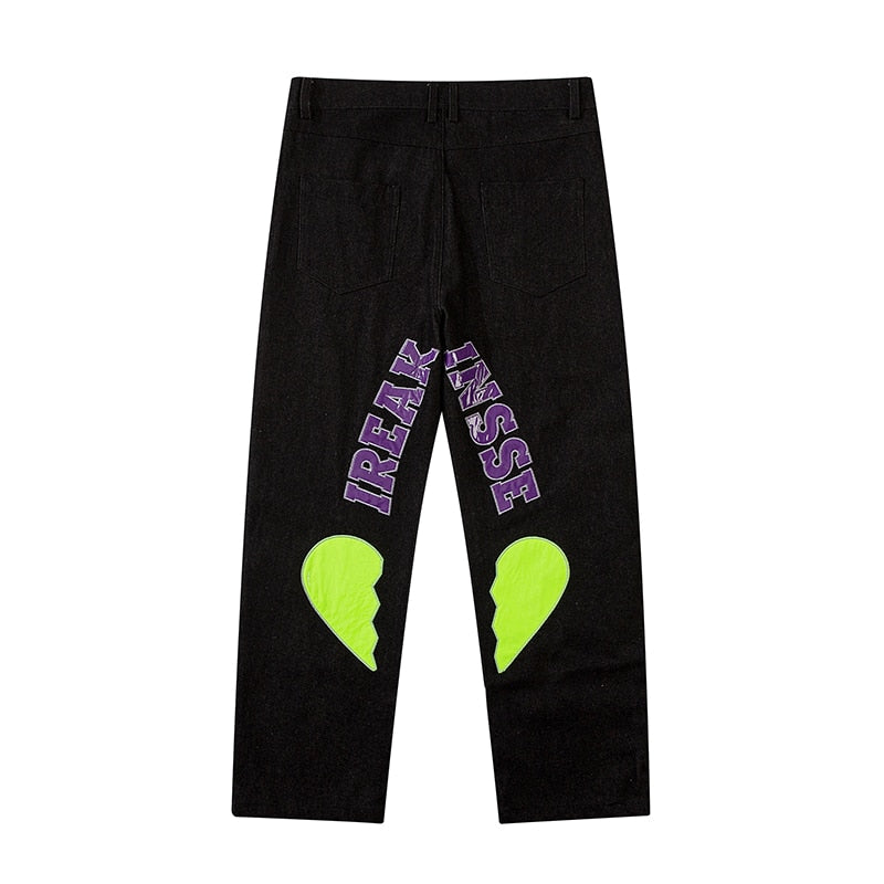 Broken Heart Hologram Loose Jeans