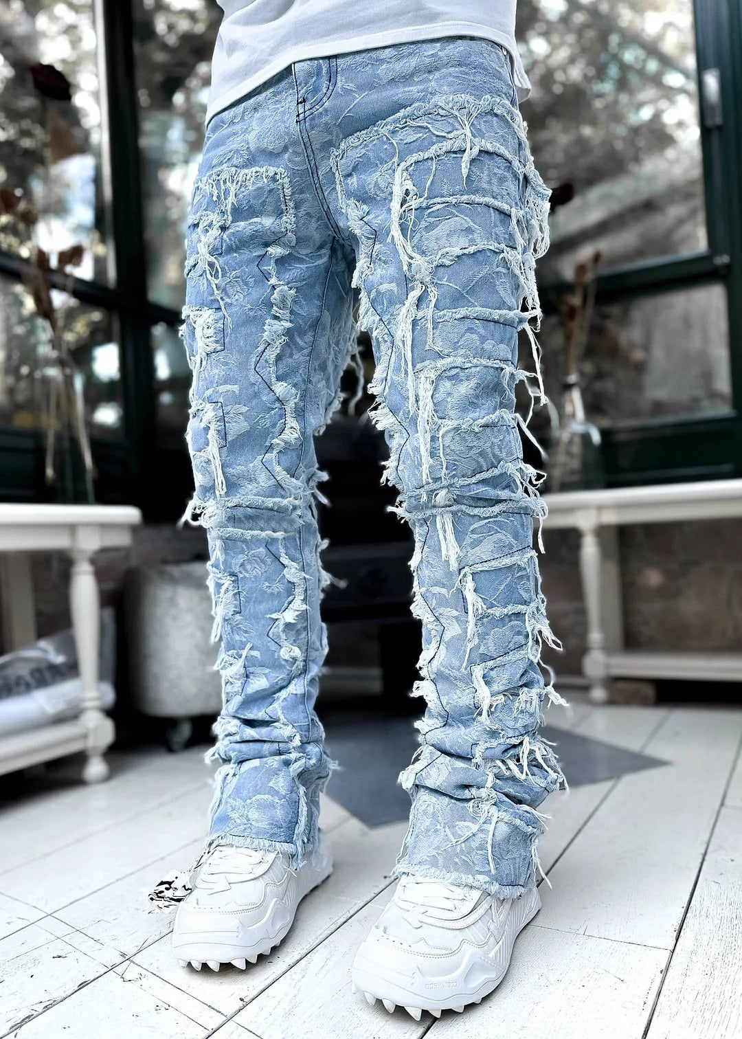 Tassel Ripped Denim Straight Jeans