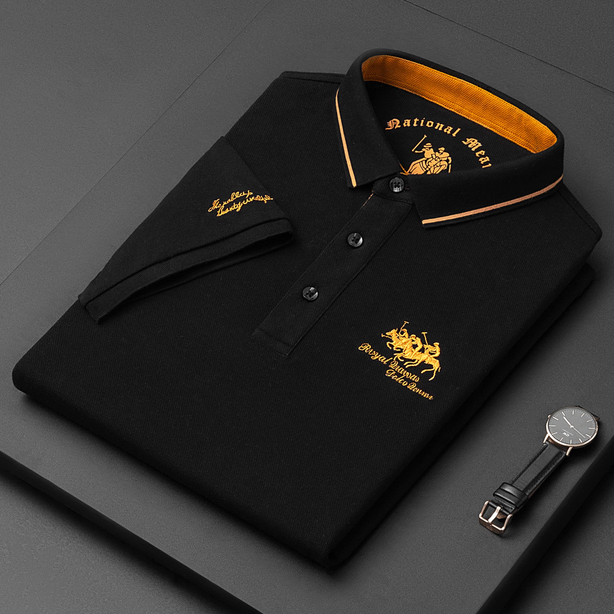 Embroidered Cotton Short Sleeve Polo Shirt