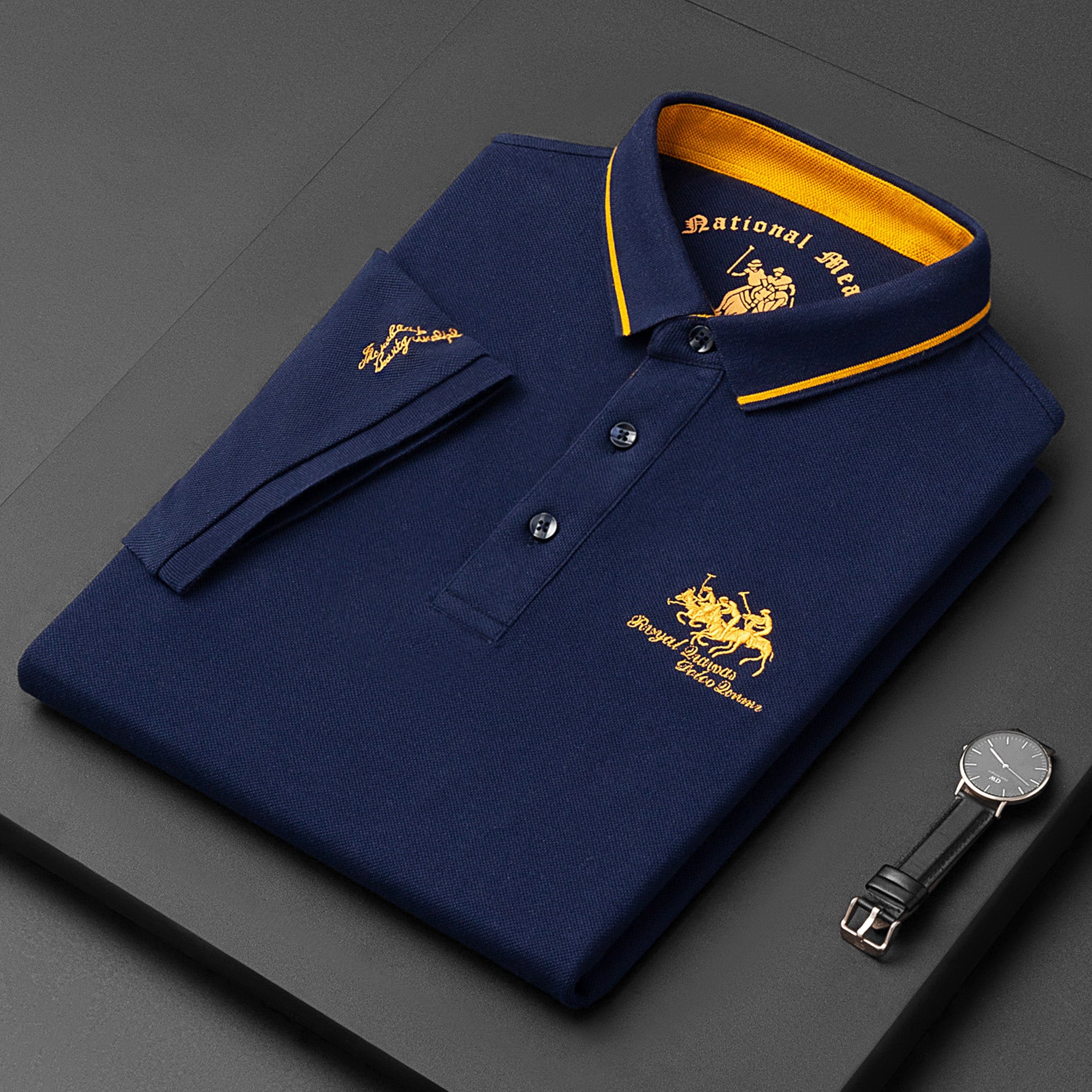 Embroidered Cotton Short Sleeve Polo Shirt