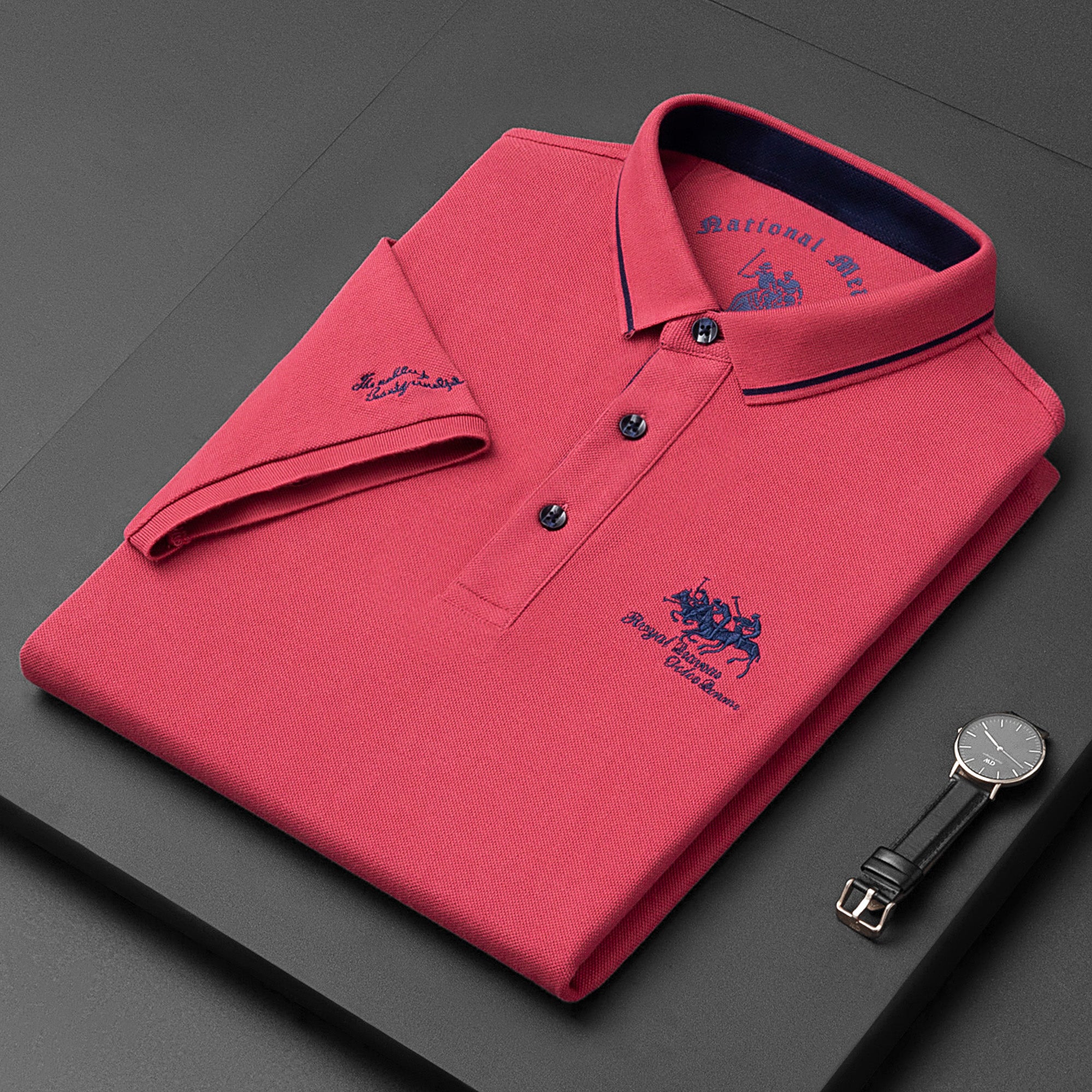 Embroidered Cotton Short Sleeve Polo Shirt