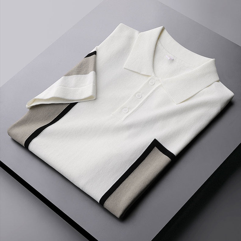 Color Blocked Viscose Polo Shirt