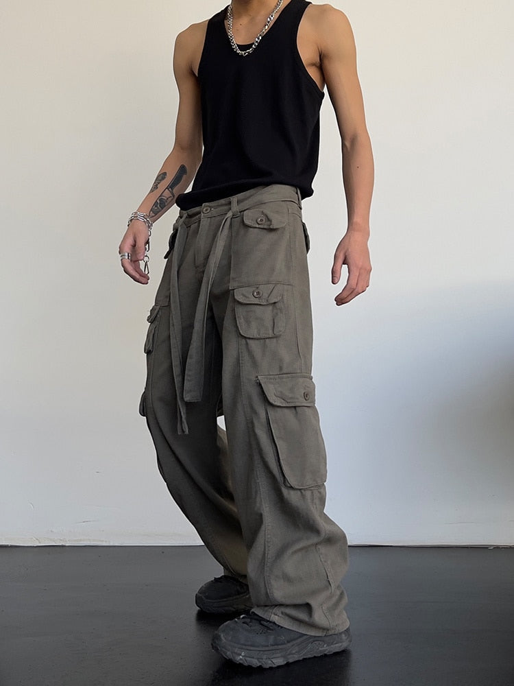 Pantalon cargo ample à poches unies