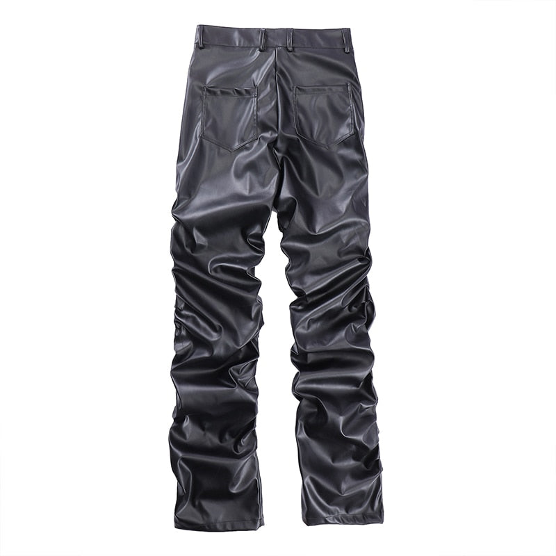 Pantalones rectos de obsidiana con volantes