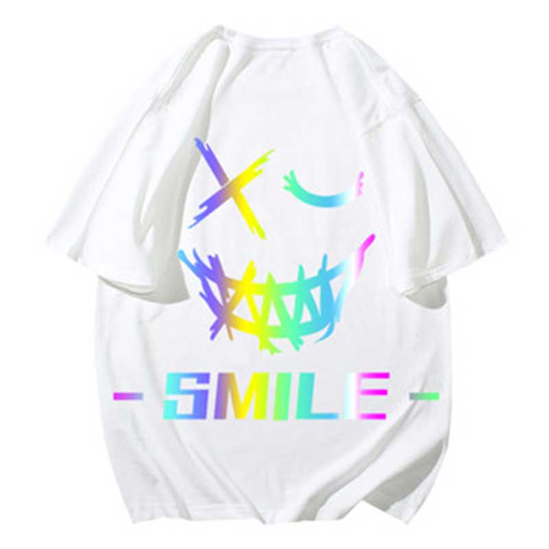 Hip Hop Smiley Rainbow Printed Oversized T-Shirt