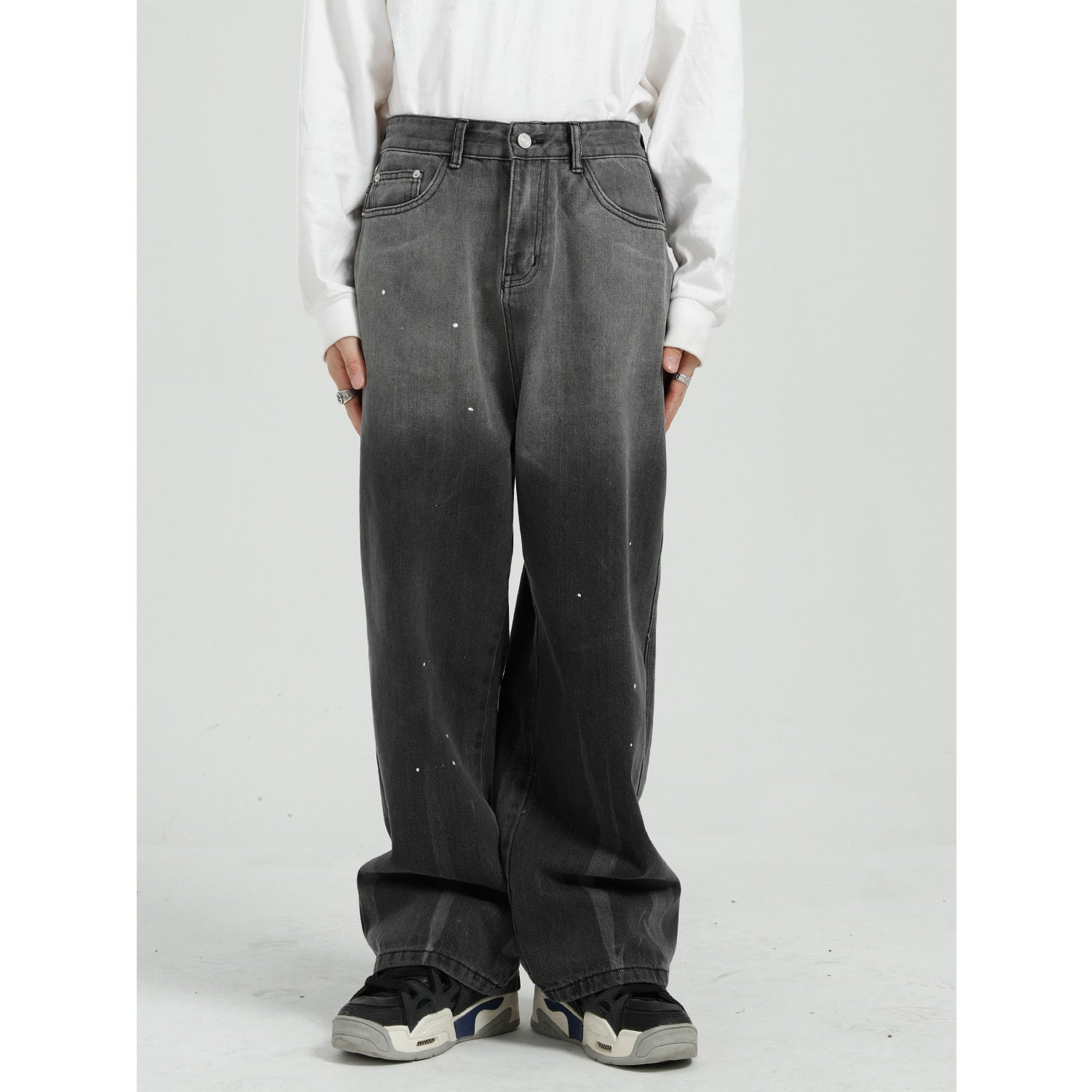 Paint Splattered Retro Style Loose Jeans