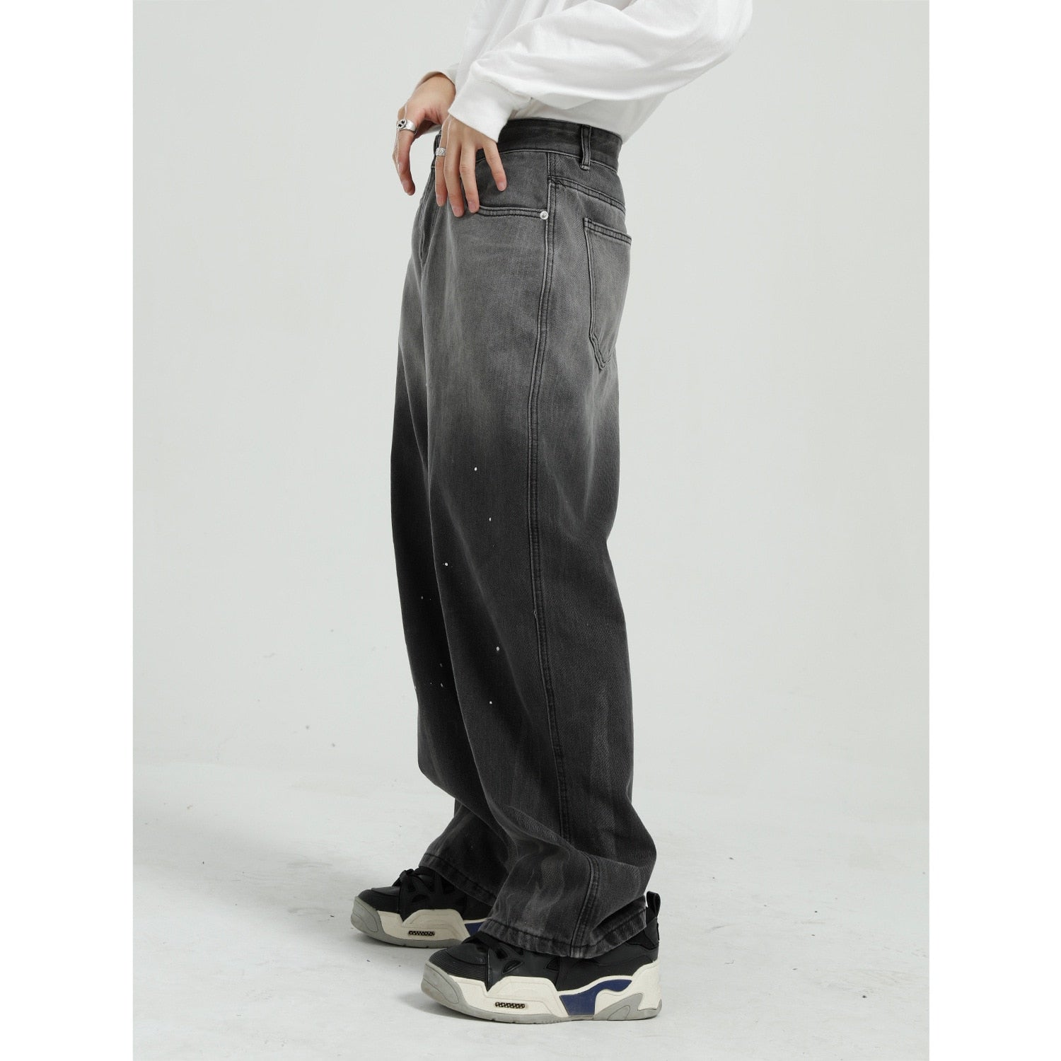 Paint Splattered Retro Style Loose Jeans