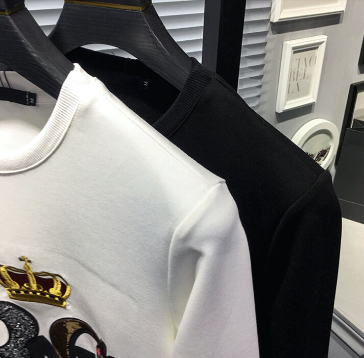 Hip Hop RNG Embroidered Black White Men Sweater