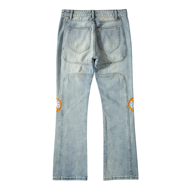 Rainbow Letters Embroidery Loose Jeans