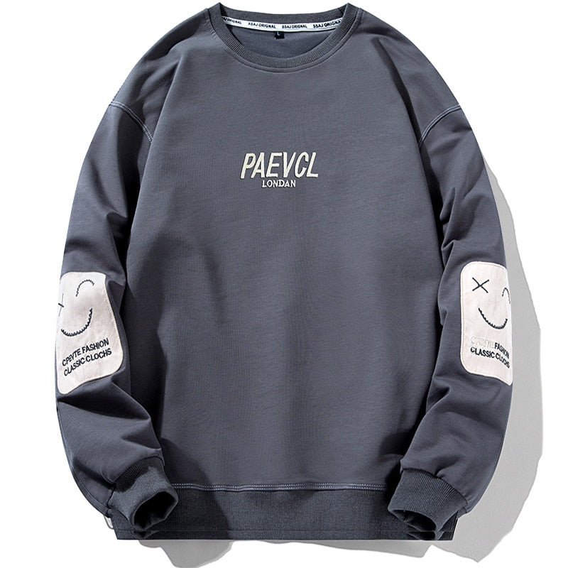 Smiley Patchwork Embroidery Sweatshirt