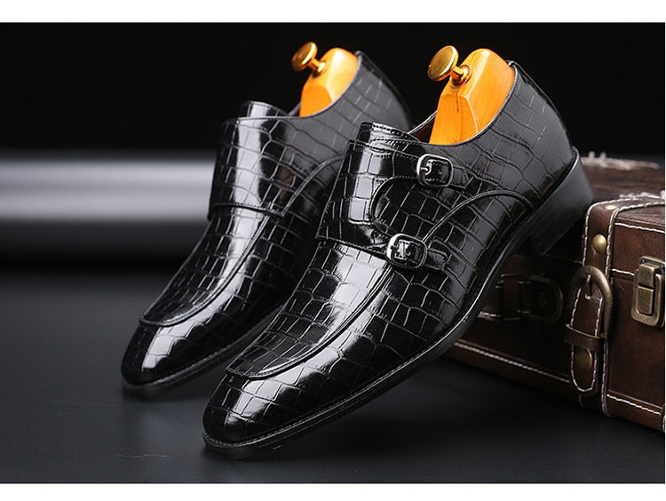 Monk Strap Glossy PU Men Formal Shoes