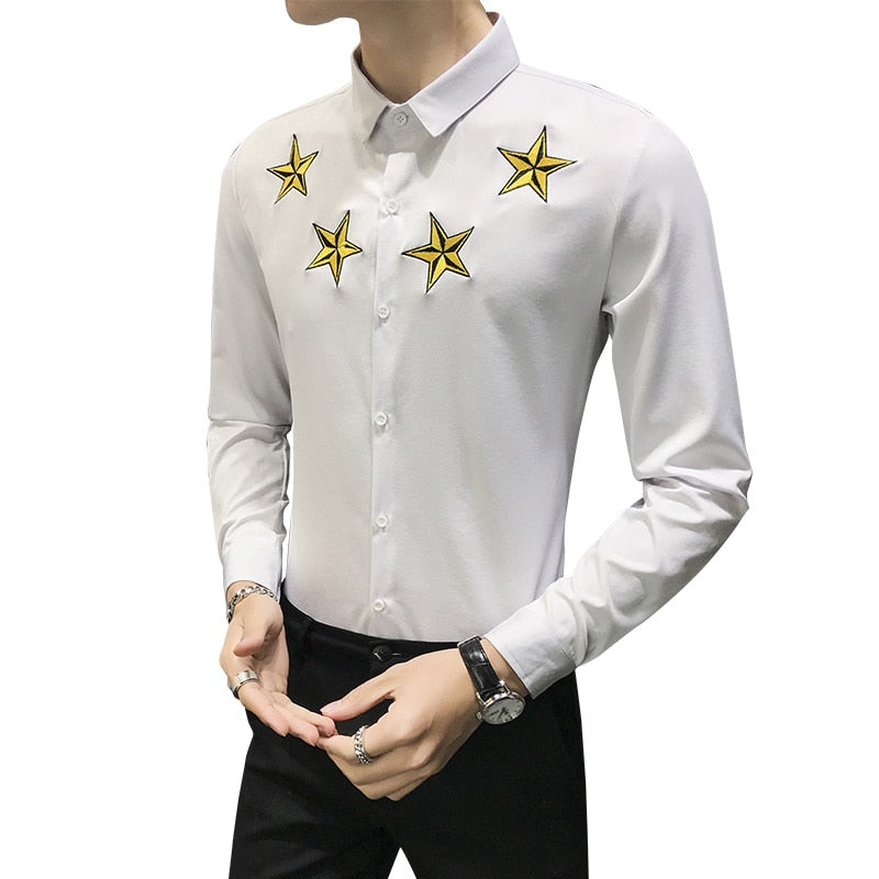 Men Casual Shirts Long Sleeve Simple Slim Fit