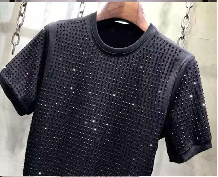 Rhinestones Decorated in Polka Dot Pattern T-Shirt