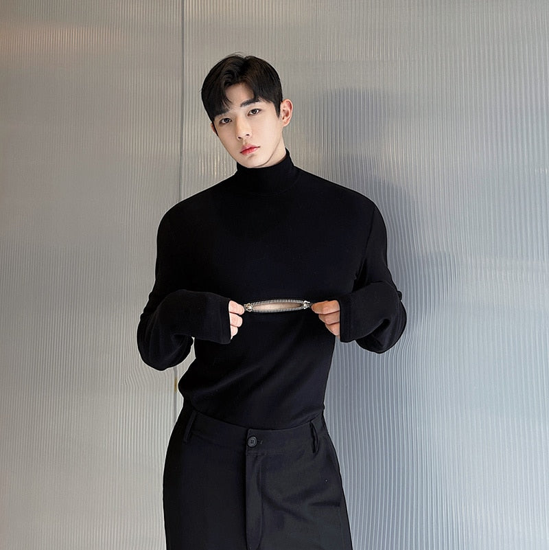 Middle Body Zipper Thick Sweater