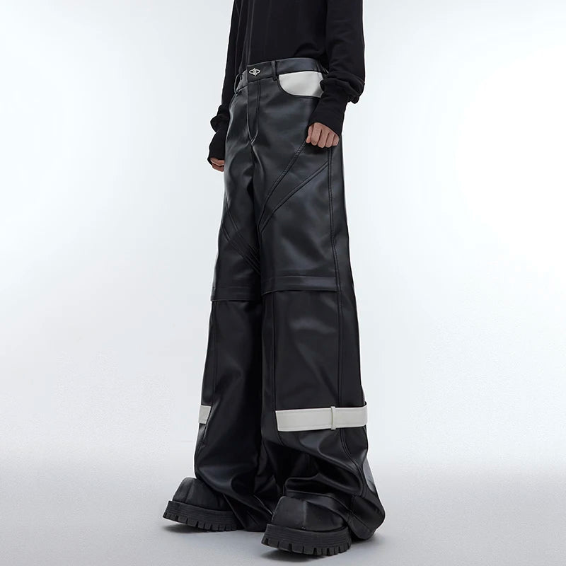 Black Lines Strap Wide Leg Pants