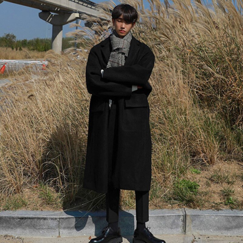 Solid Buttons Thickened Woolen Coat