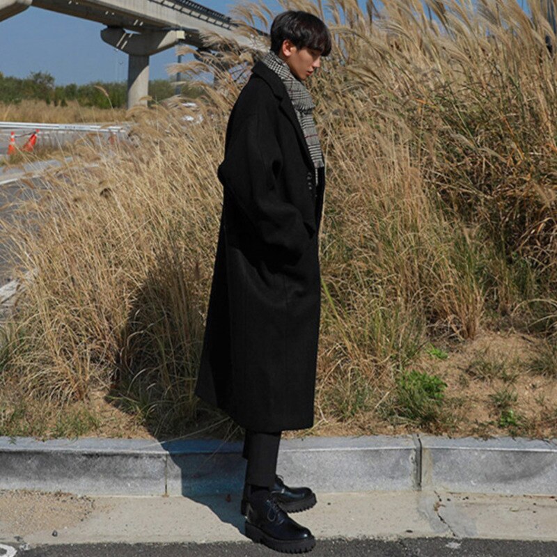 Solid Buttons Thickened Woolen Coat