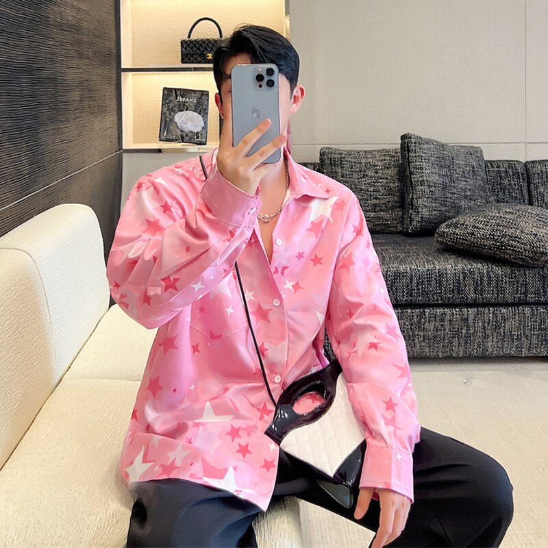 Pink Stars Printed Long Sleeve Shirt
