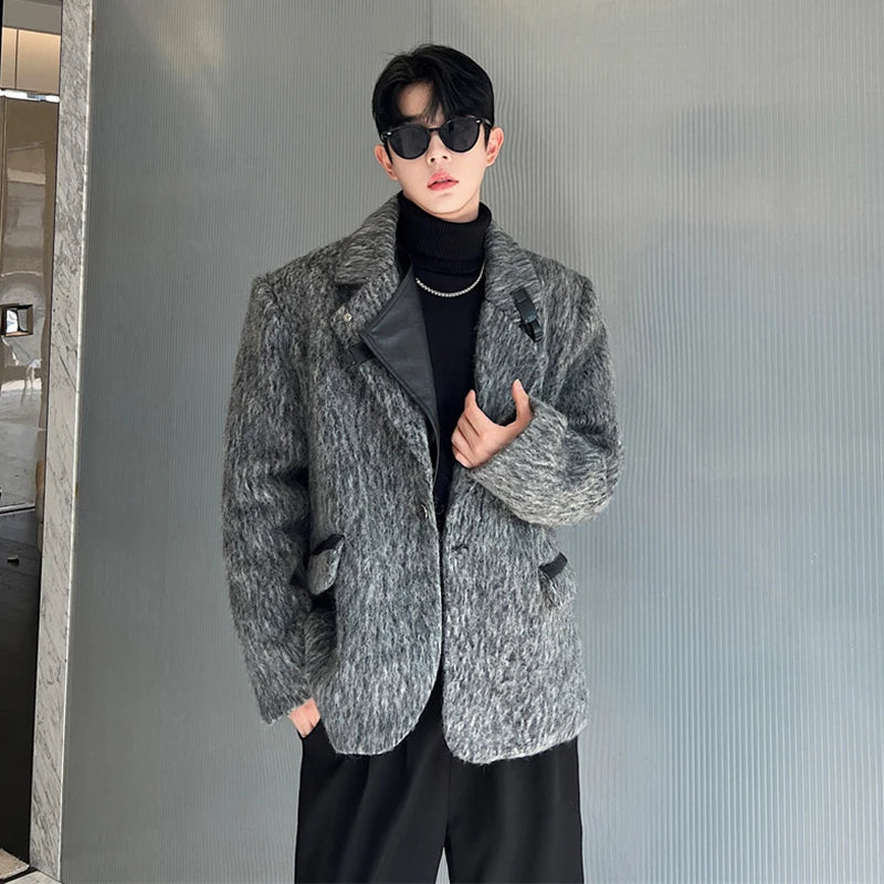 Grey Woolen Loose Blazer