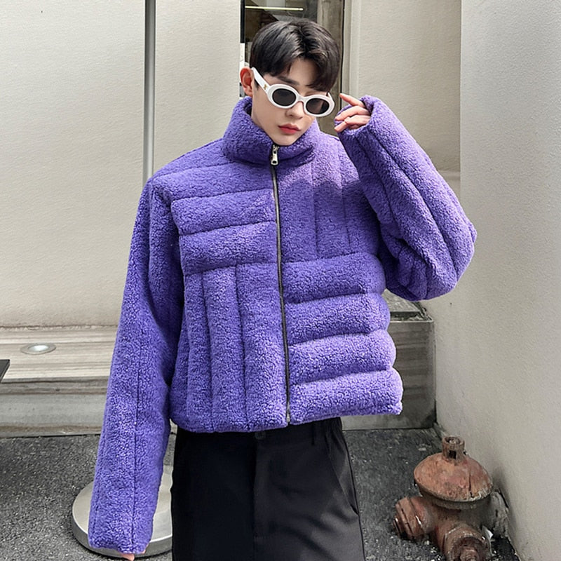 Chaqueta de lana con cuello alzado suave