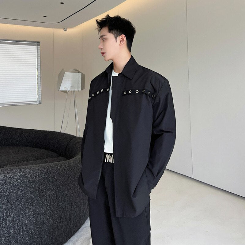 Black Hollow Button Fashion Long Sleeve Shirt