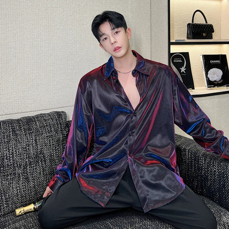 Fashion Casual Shiny Loose Shirt
