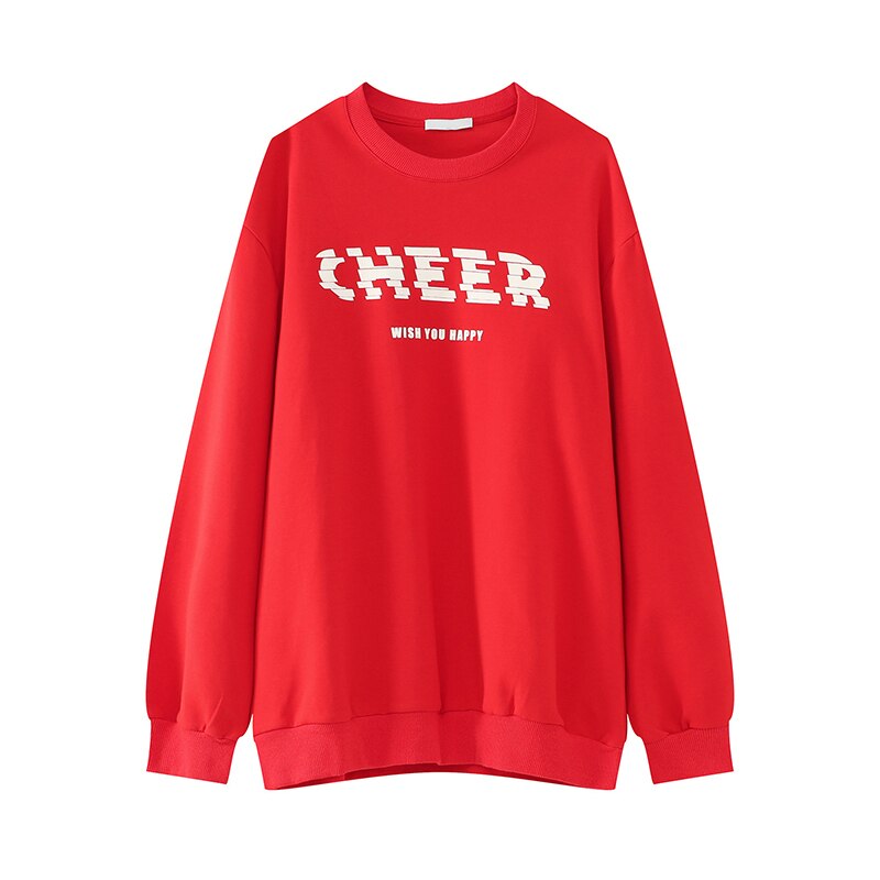 Letter Print Pattern Simple Long Sleeve Sweater