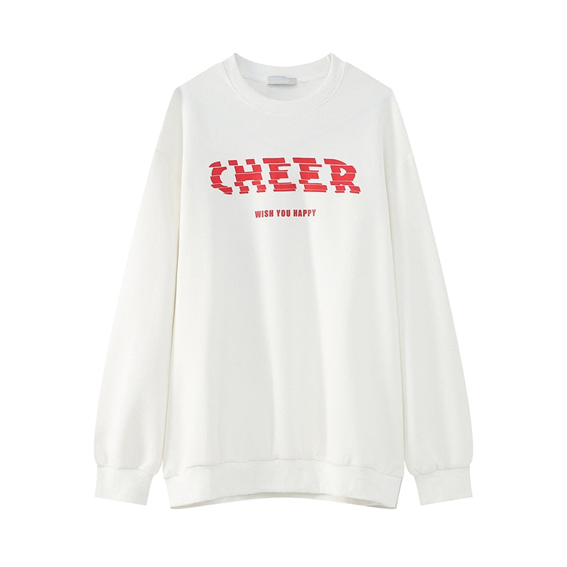 Letter Print Pattern Simple Long Sleeve Sweater