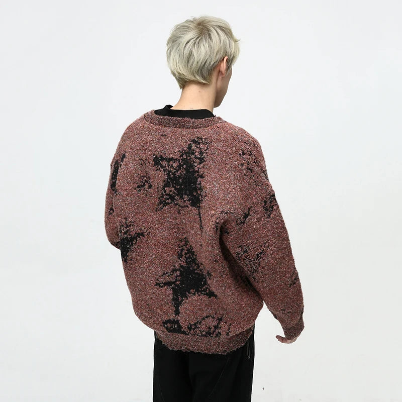 Color Block Woolen Loose Sweater