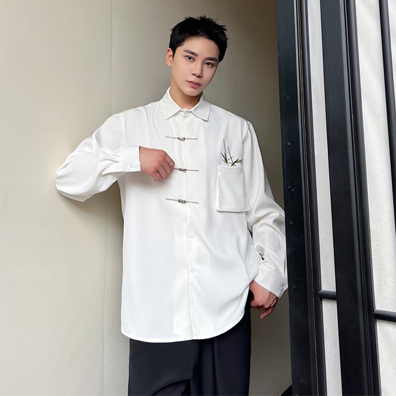 Solid White Metal Button Shirt