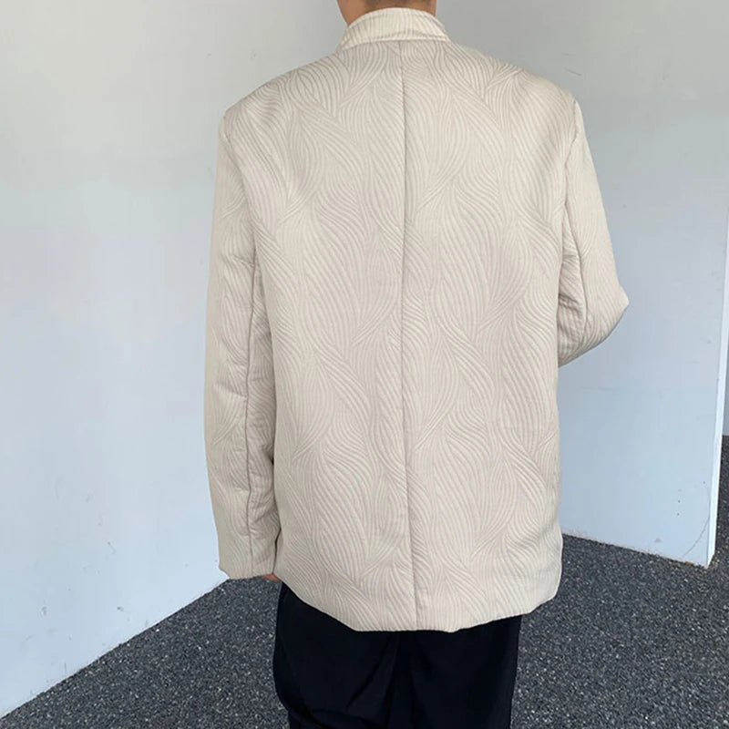 Solid Chinese Embossed Pattern Shirt