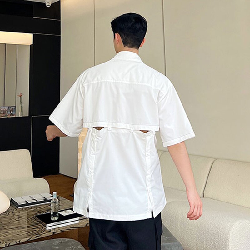 Black White Split Spliced Patchwork Shirt