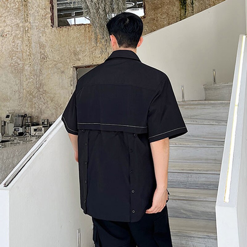 Black White Split Spliced Patchwork Shirt