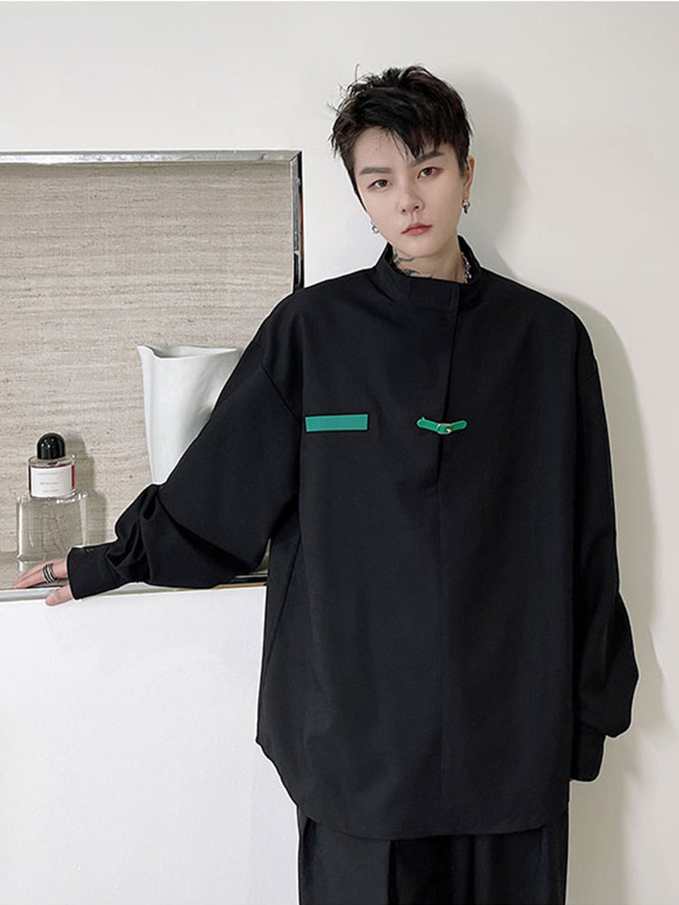 Little Contrast Stand Collar Long-Sleeved Sets