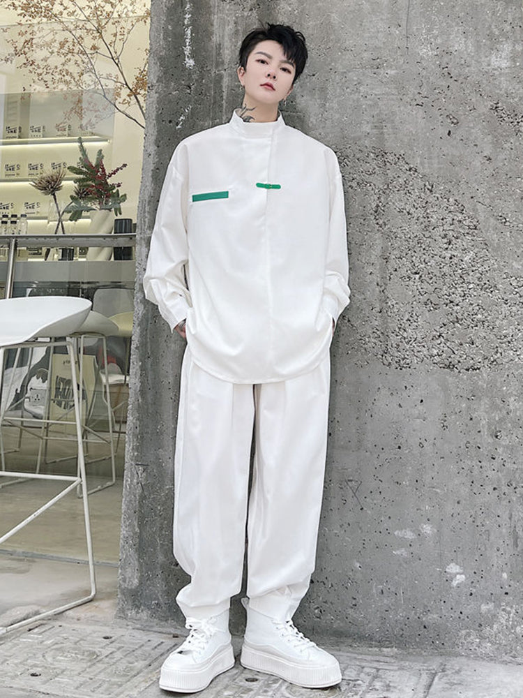 Little Contrast Stand Collar Long-Sleeved Sets