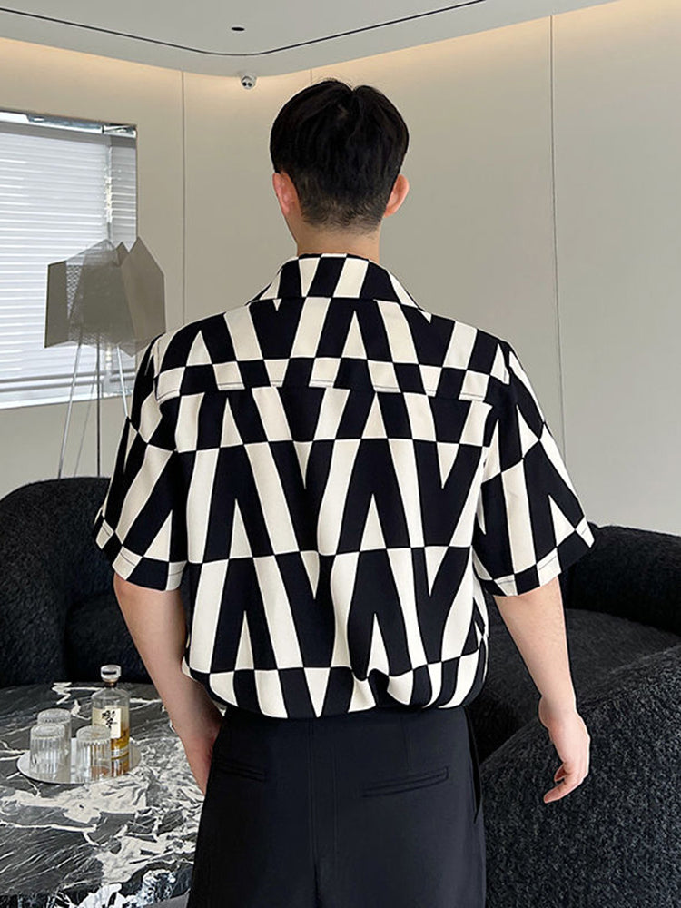 Geometric Print Double Breast Shirt