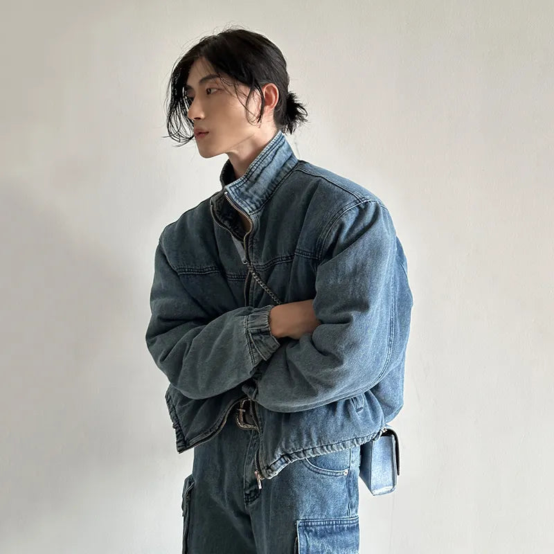 Denim Solid Loose Pants Set