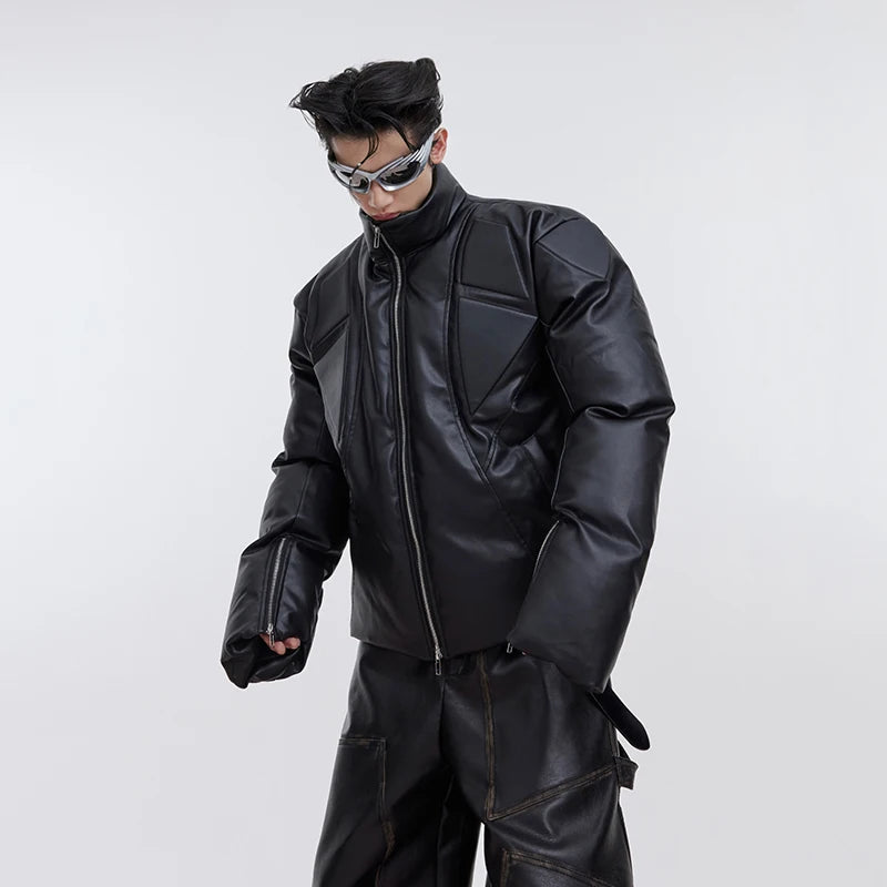 Oversize PU Leather Padded Jacket