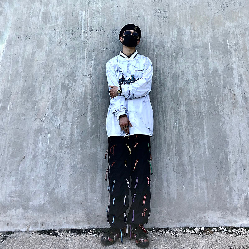 Colorful Drawstrings Decorated Loose Pants