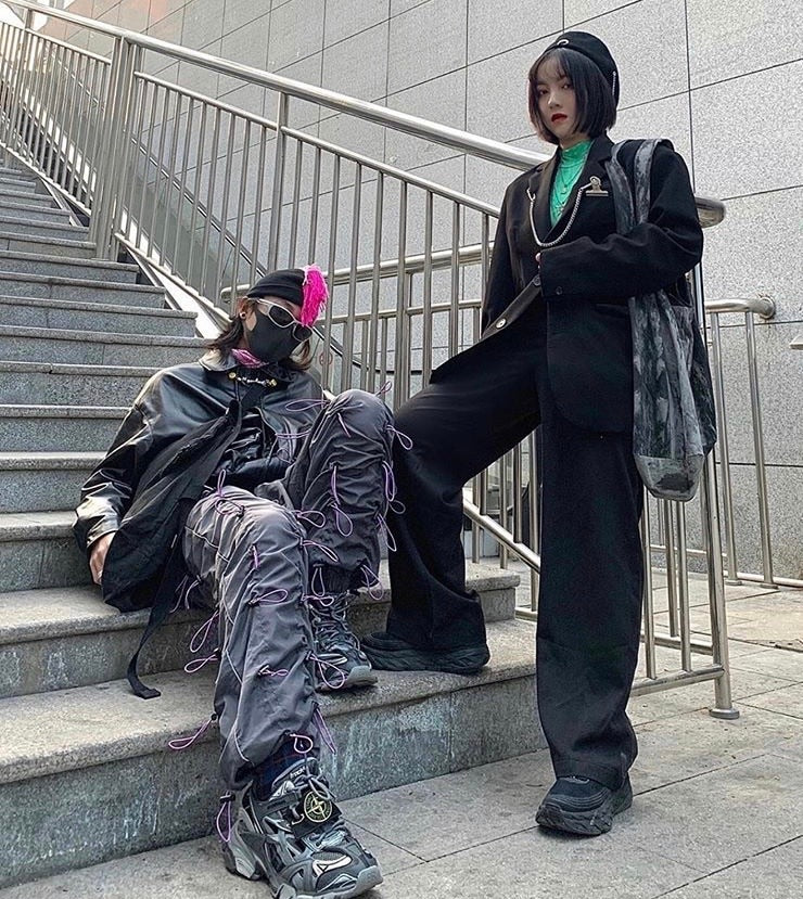 Colorful Drawstrings Decorated Loose Pants