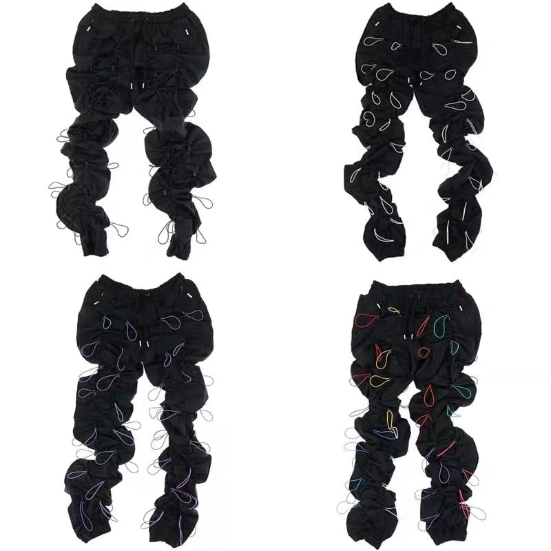 Colorful Drawstrings Decorated Loose Pants