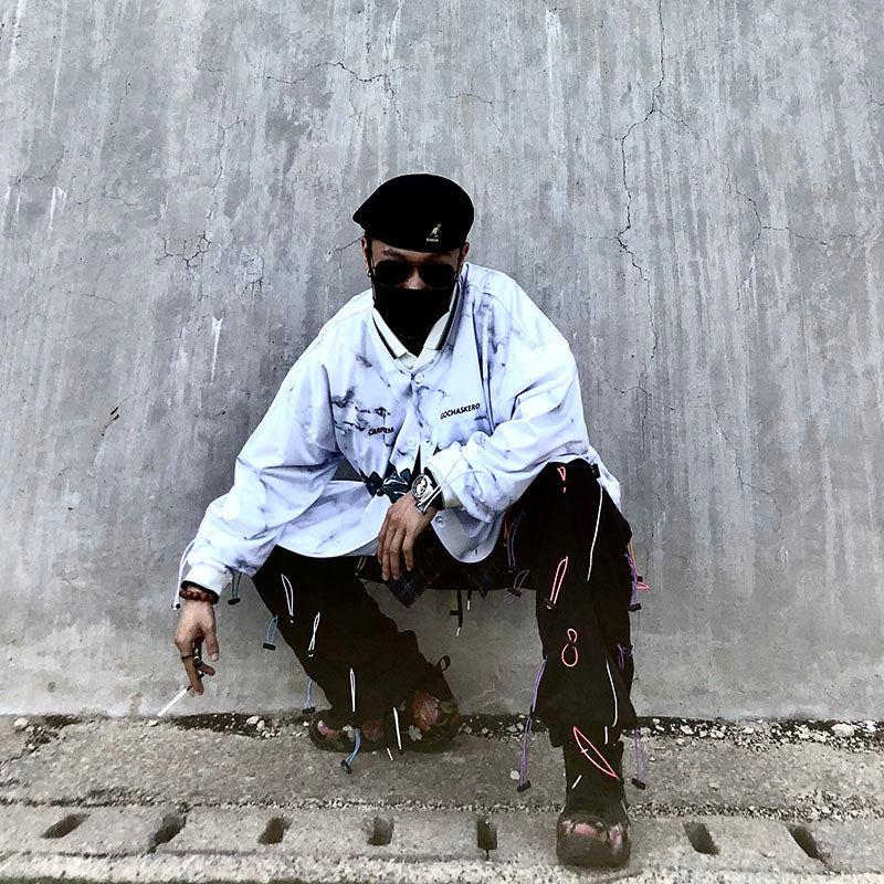 Colorful Drawstrings Decorated Loose Pants