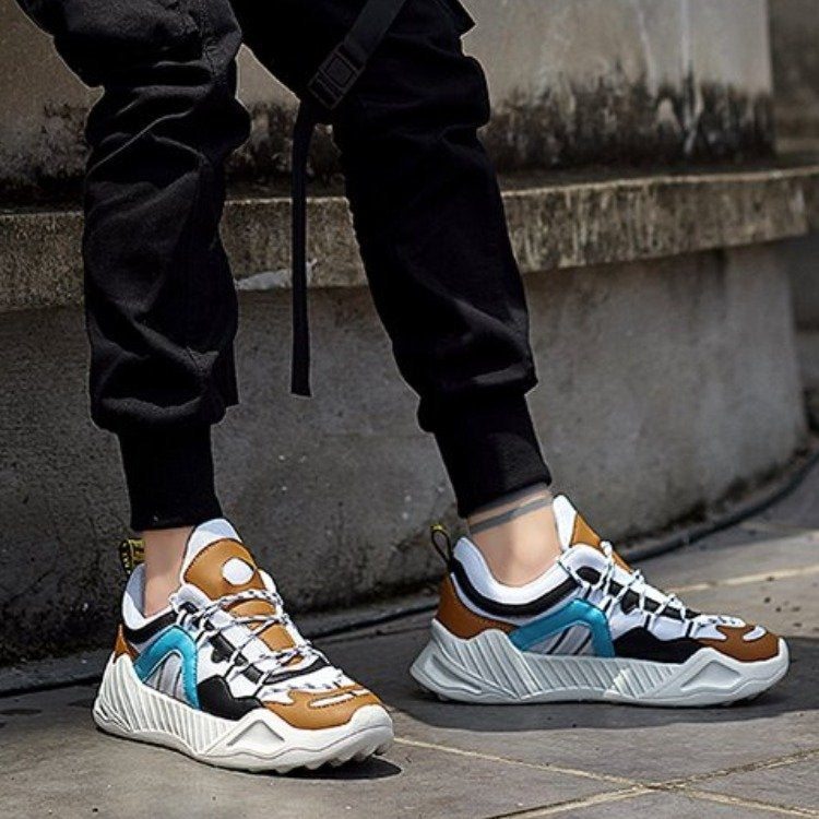 Sneaker pour hommes respirant et épais en maille décontractée colorée d'été