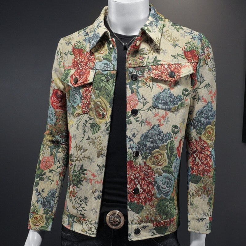 Vintage Floral Single-Breasted Jacket
